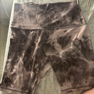 lululemon athletica Brown and Cream/purple ish Tie-Dye Bike Shorts
